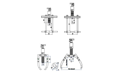 Integrated hydraulic puller set